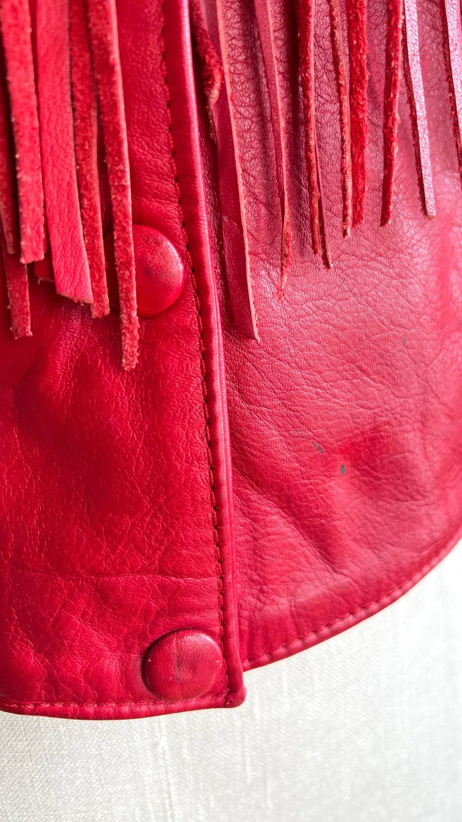 1980s 1990s Fringed Red Leather Jacket | x-large