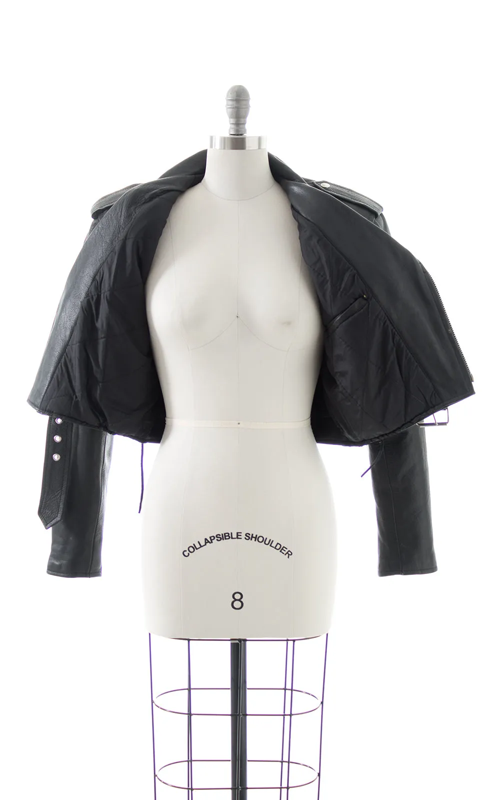 1980s Lace Up Cropped Leather Moto Jacket | small/medium