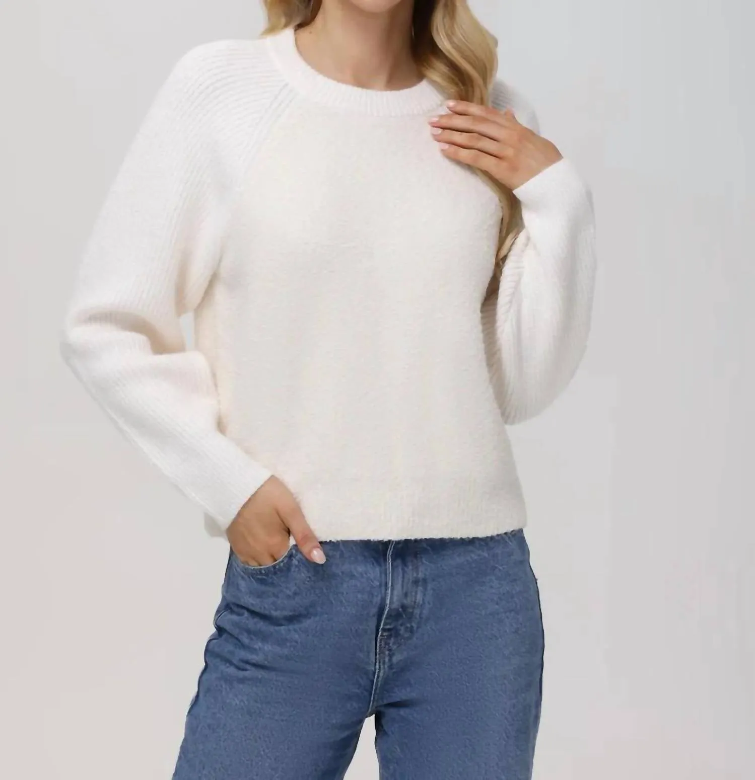 525 America - Mckenzie Mixed Media Removable Collar Sweater
