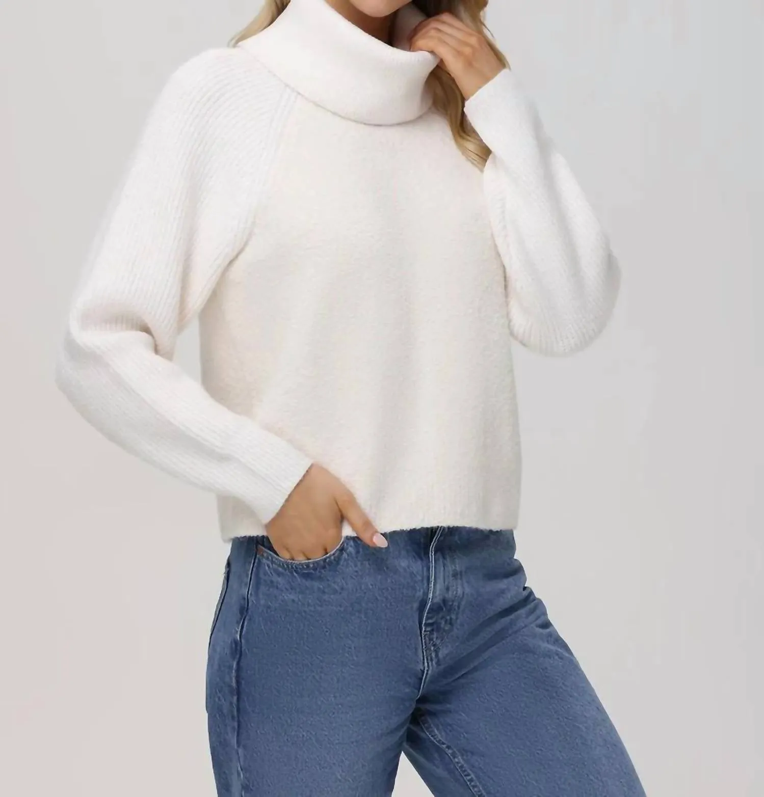 525 America - Mckenzie Mixed Media Removable Collar Sweater