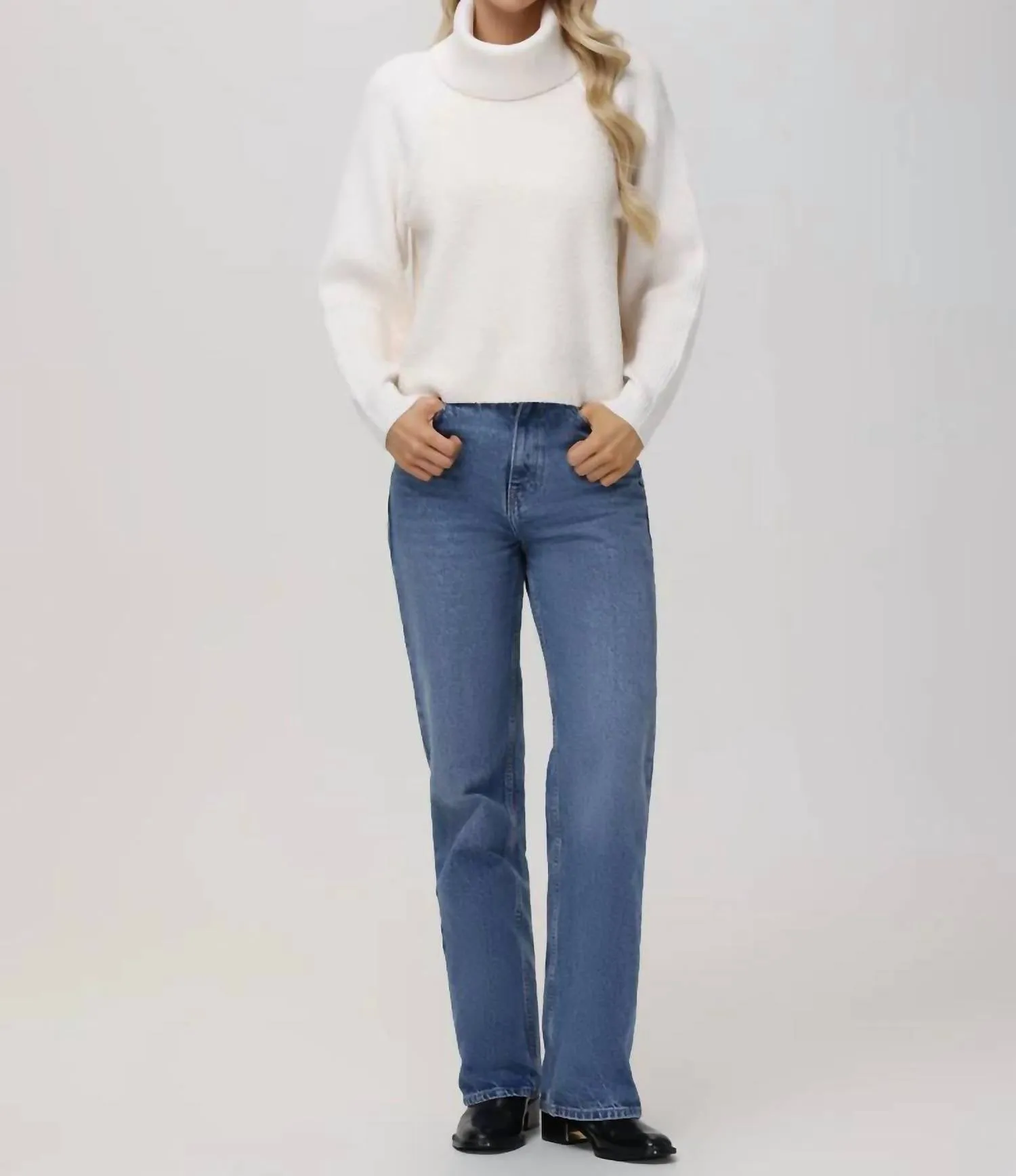 525 America - Mckenzie Mixed Media Removable Collar Sweater