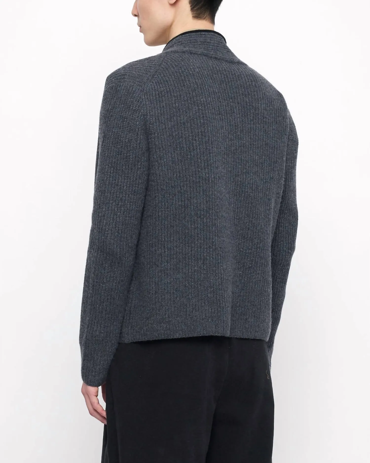 7115 By Szeki - V-Neck Pockets Trimmed Cardigan - Unisex