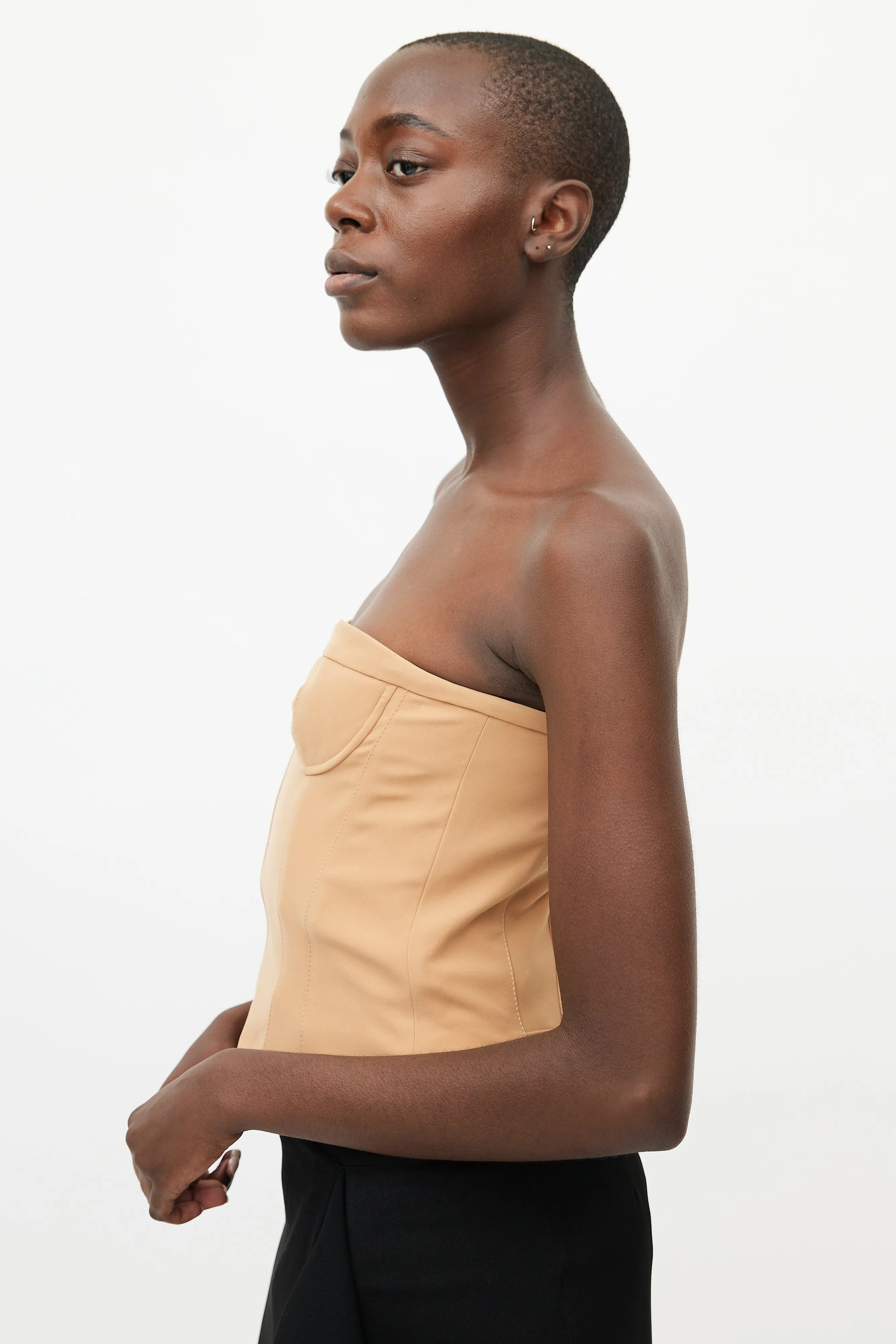 Beige Panelled Bustier Top