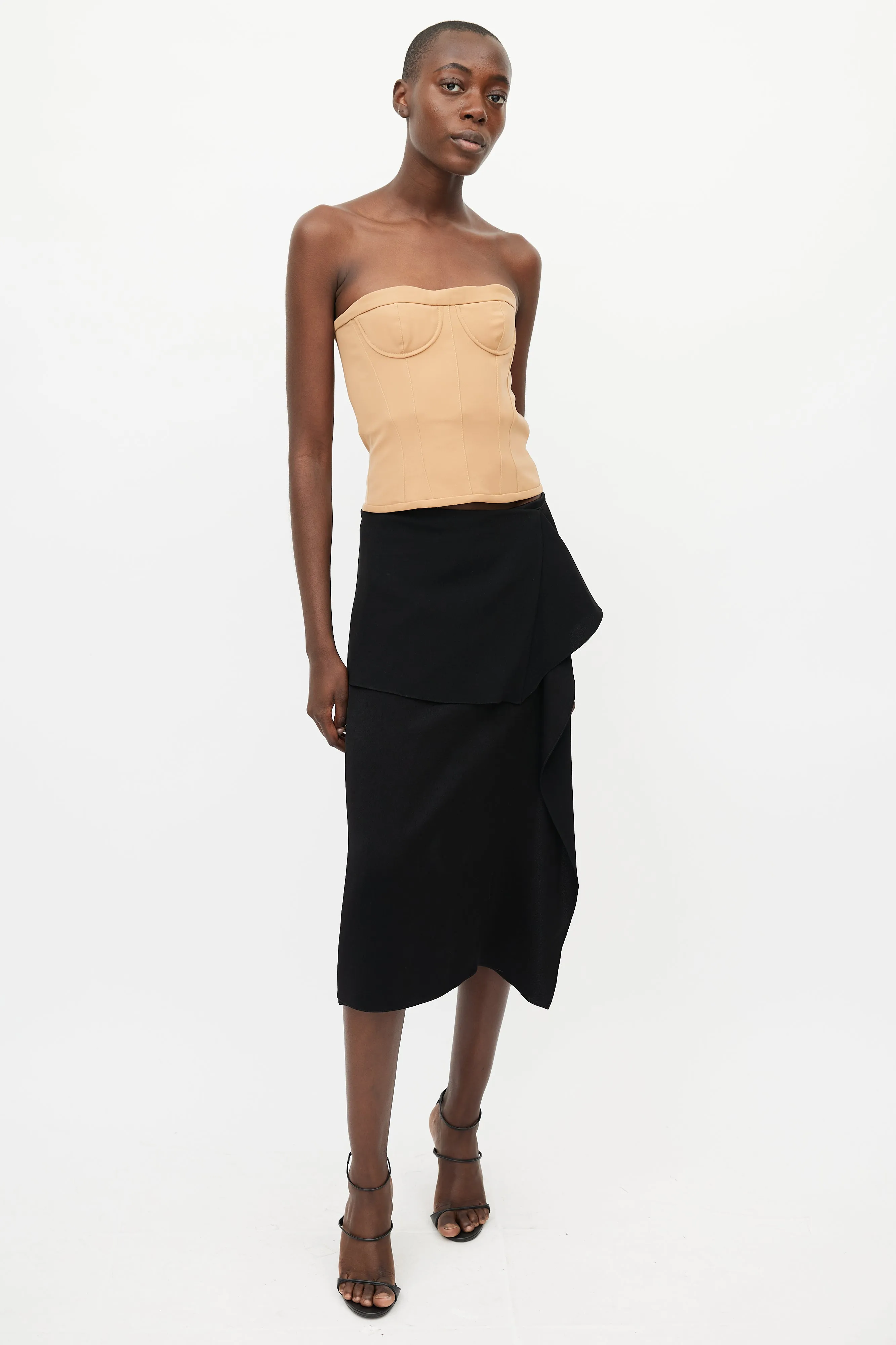 Beige Panelled Bustier Top