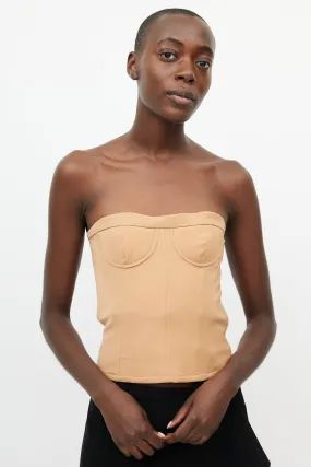 Beige Panelled Bustier Top