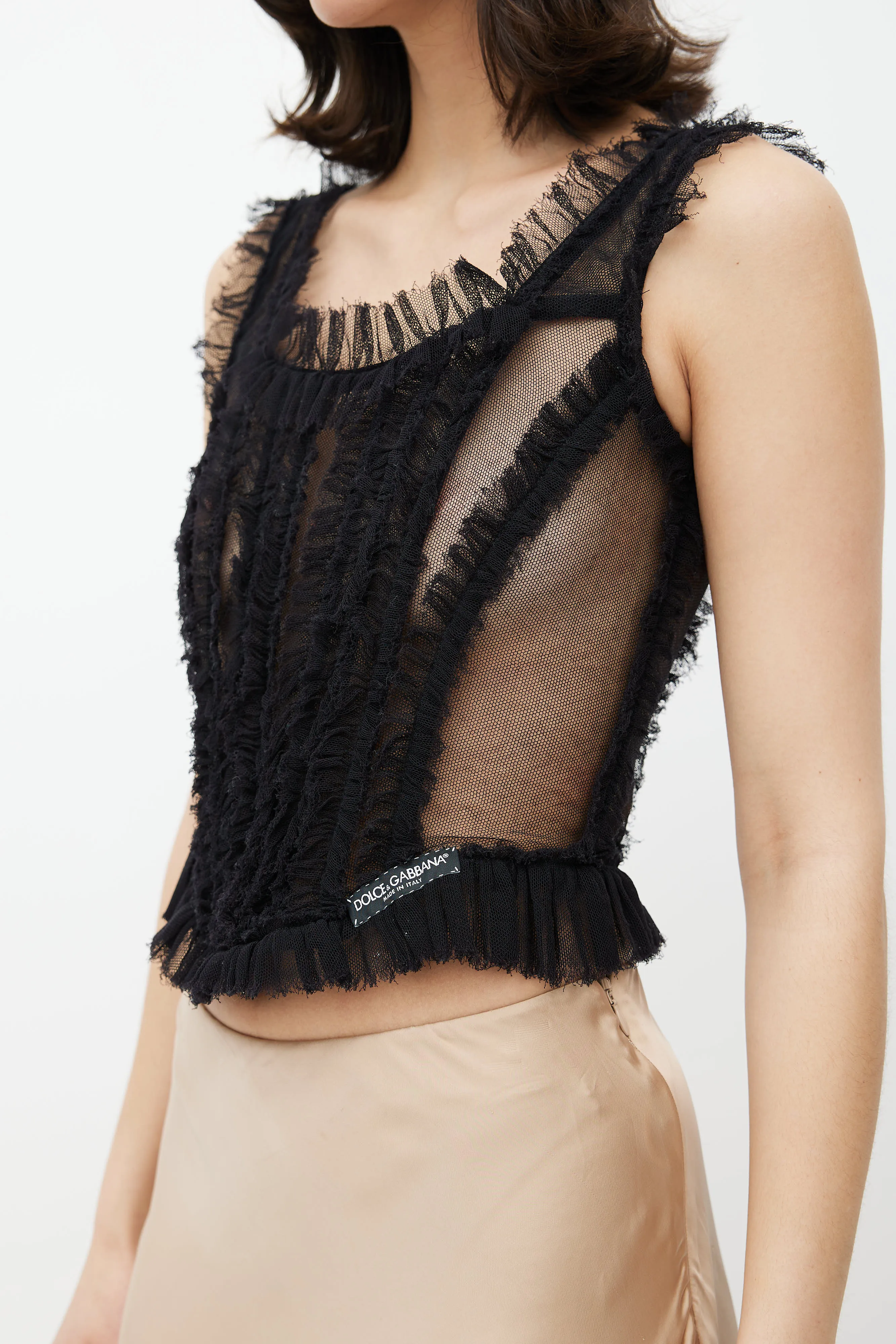 Black Ruffled Mesh Corset
