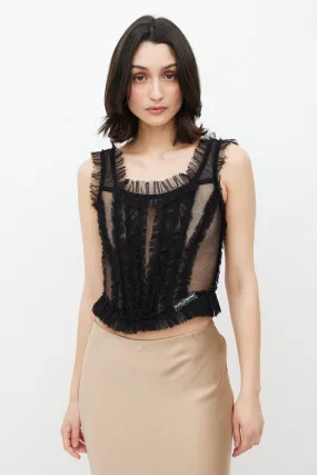 Black Ruffled Mesh Corset