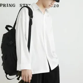 Black Shirt Men Long Sleeved Korean Trendy Stylish dkUniform Casual White Men Shirt