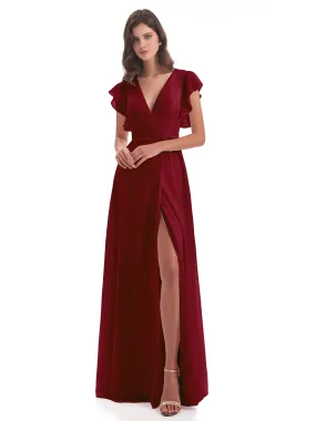 Burgundy Bridesmaid Dress Uk Hope Charming V Neck Long Chiffon Bridesmaid Dresses