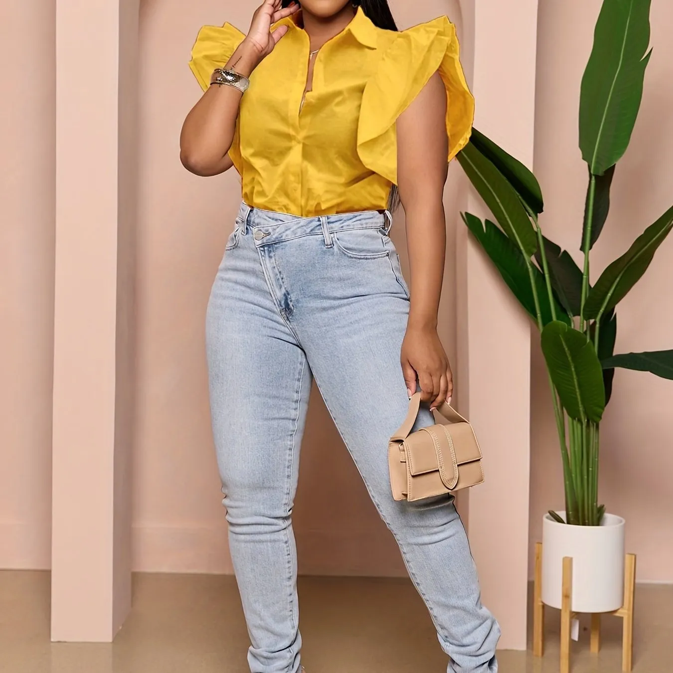 Casual Ruffle Sleeve Blouse