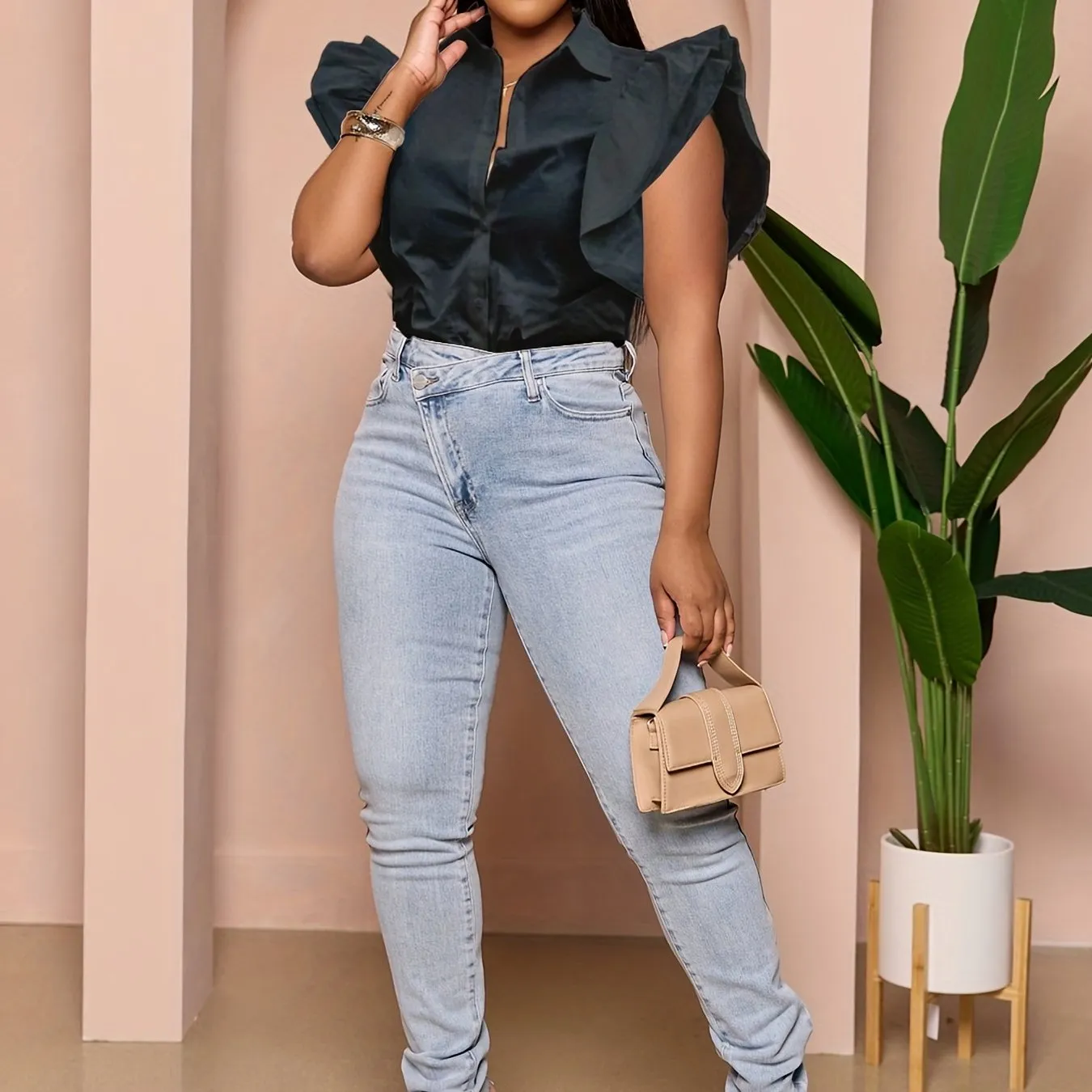 Casual Ruffle Sleeve Blouse