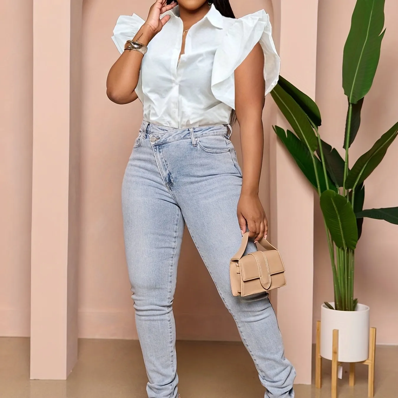 Casual Ruffle Sleeve Blouse