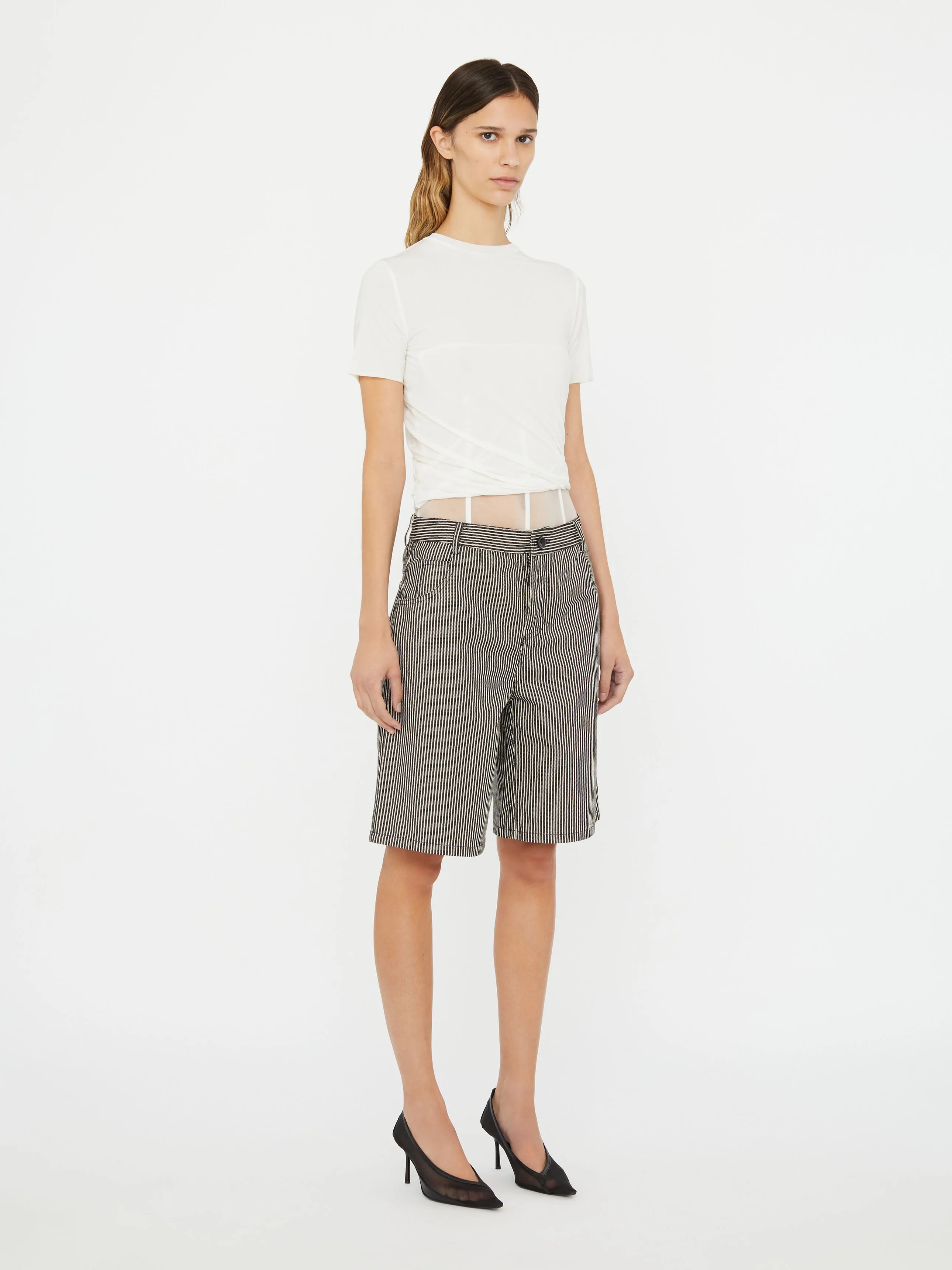 Coiled Jersey Corsetted Tee