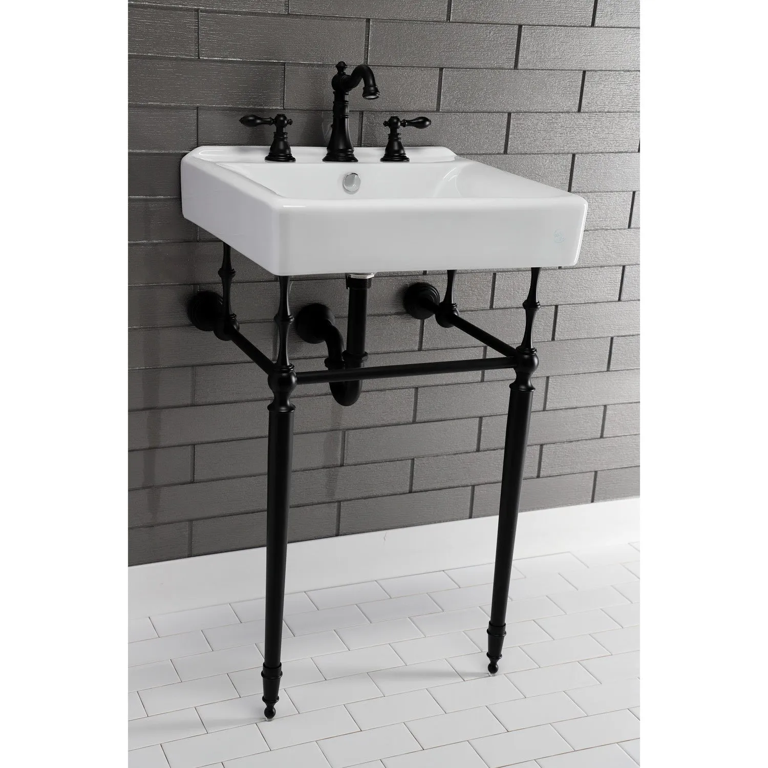 Concord EV2018W38 20-Inch Console Sink Basin (8-Inch, 3-Hole), White