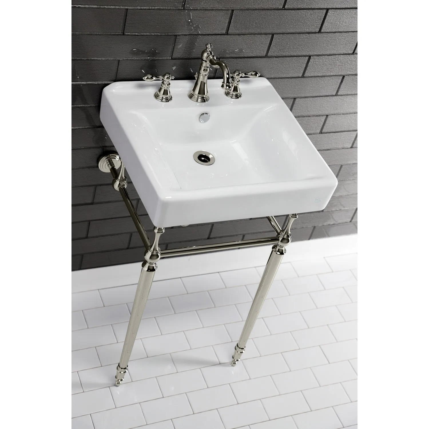 Concord EV2018W38 20-Inch Console Sink Basin (8-Inch, 3-Hole), White
