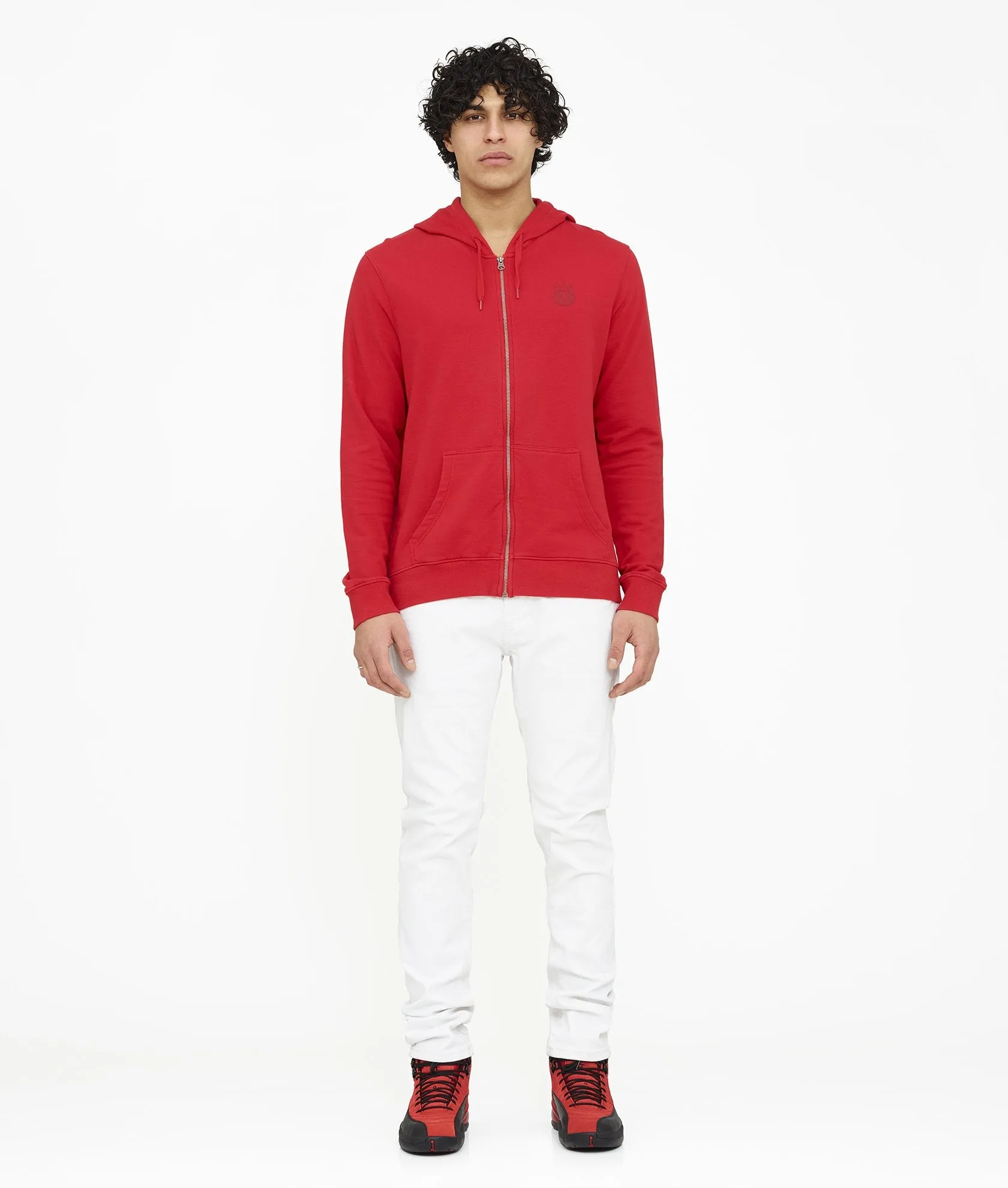 Cult Of Individuality - "French Terry" Lightweight Terry Zip Hoody (Scarlet) - Cotton Full Zip Relaxed Fit