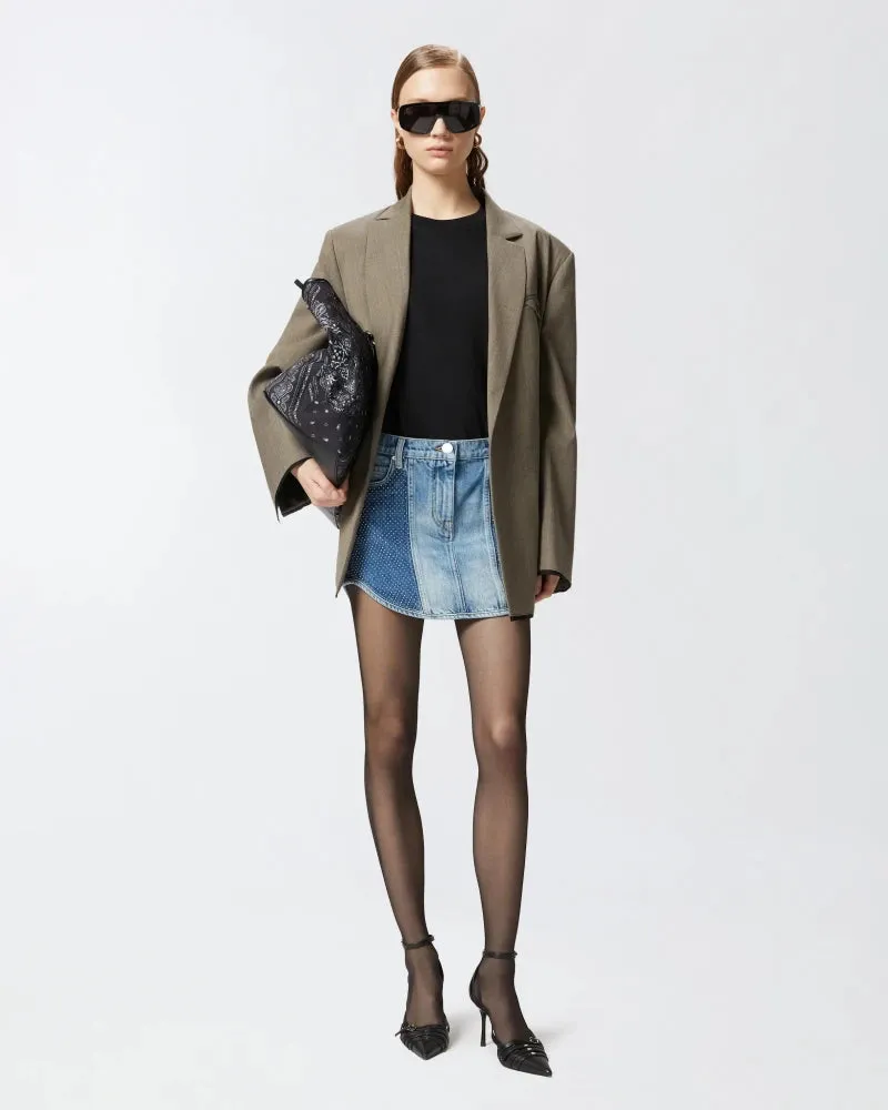 Denim mini skirt with rhinestones