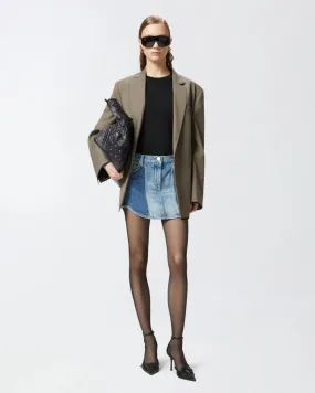 Denim mini skirt with rhinestones