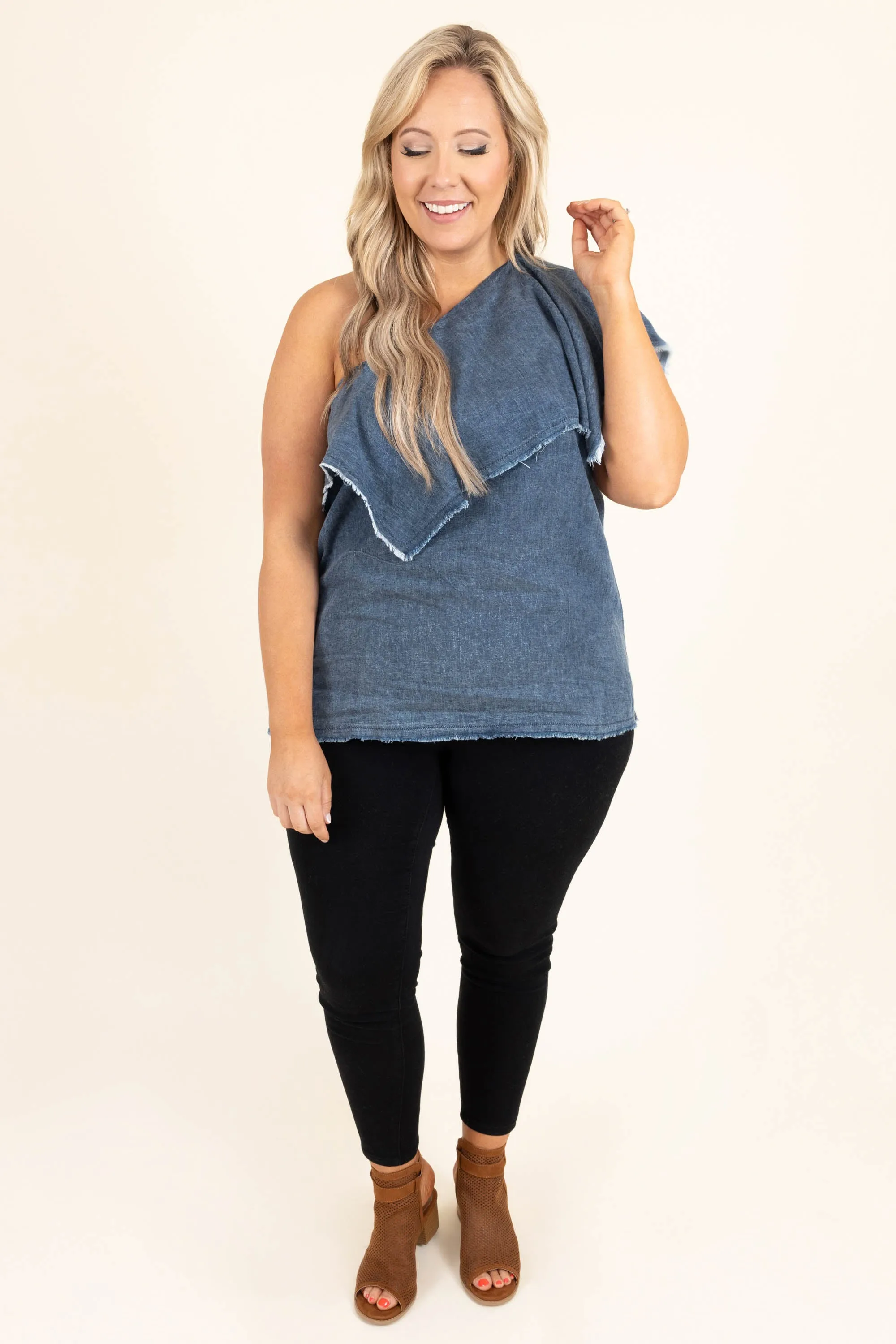 Denim Party Top, Washed Denim