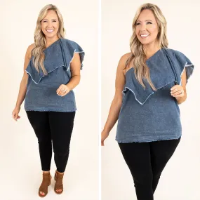 Denim Party Top, Washed Denim