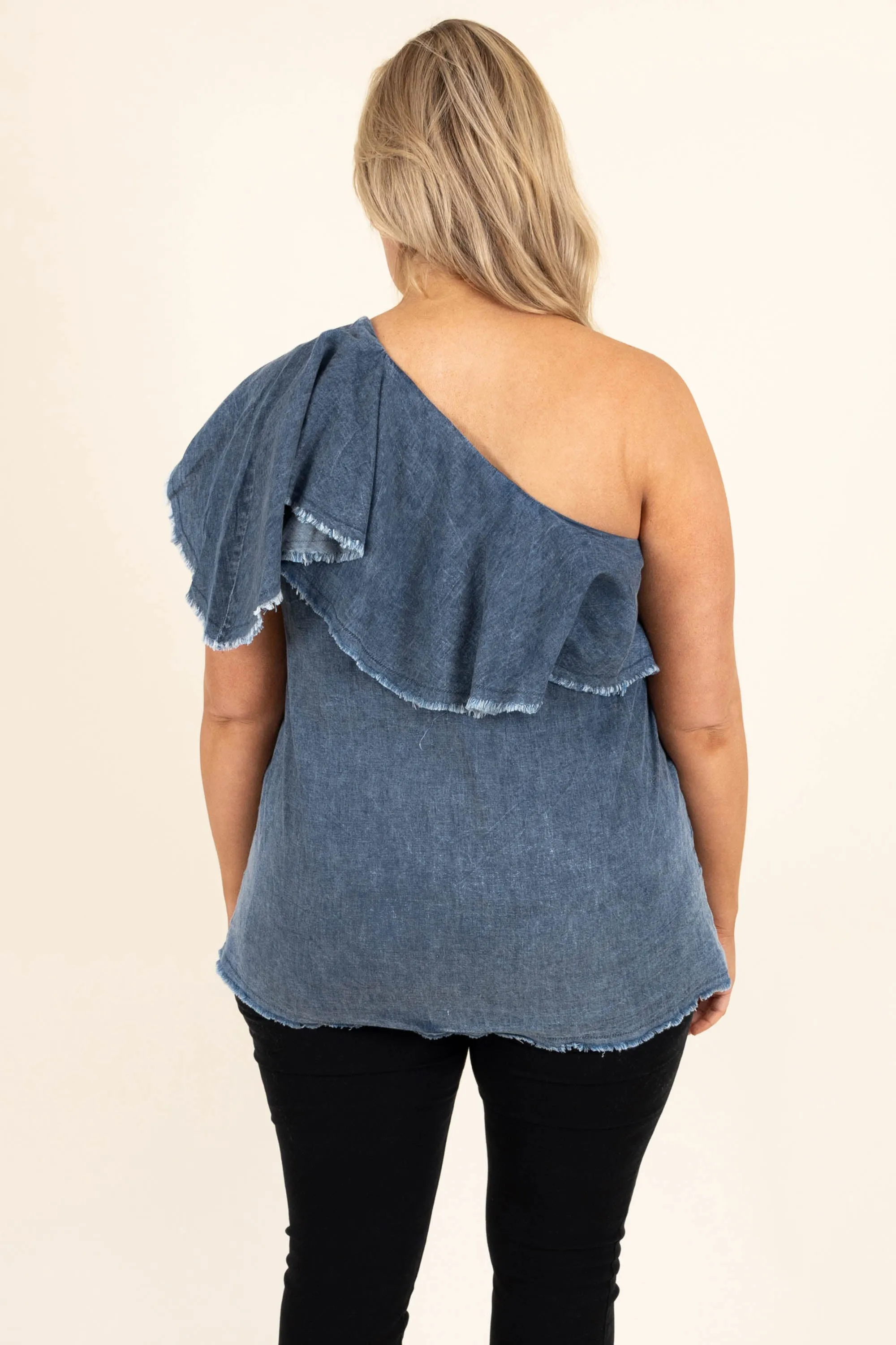 Denim Party Top, Washed Denim