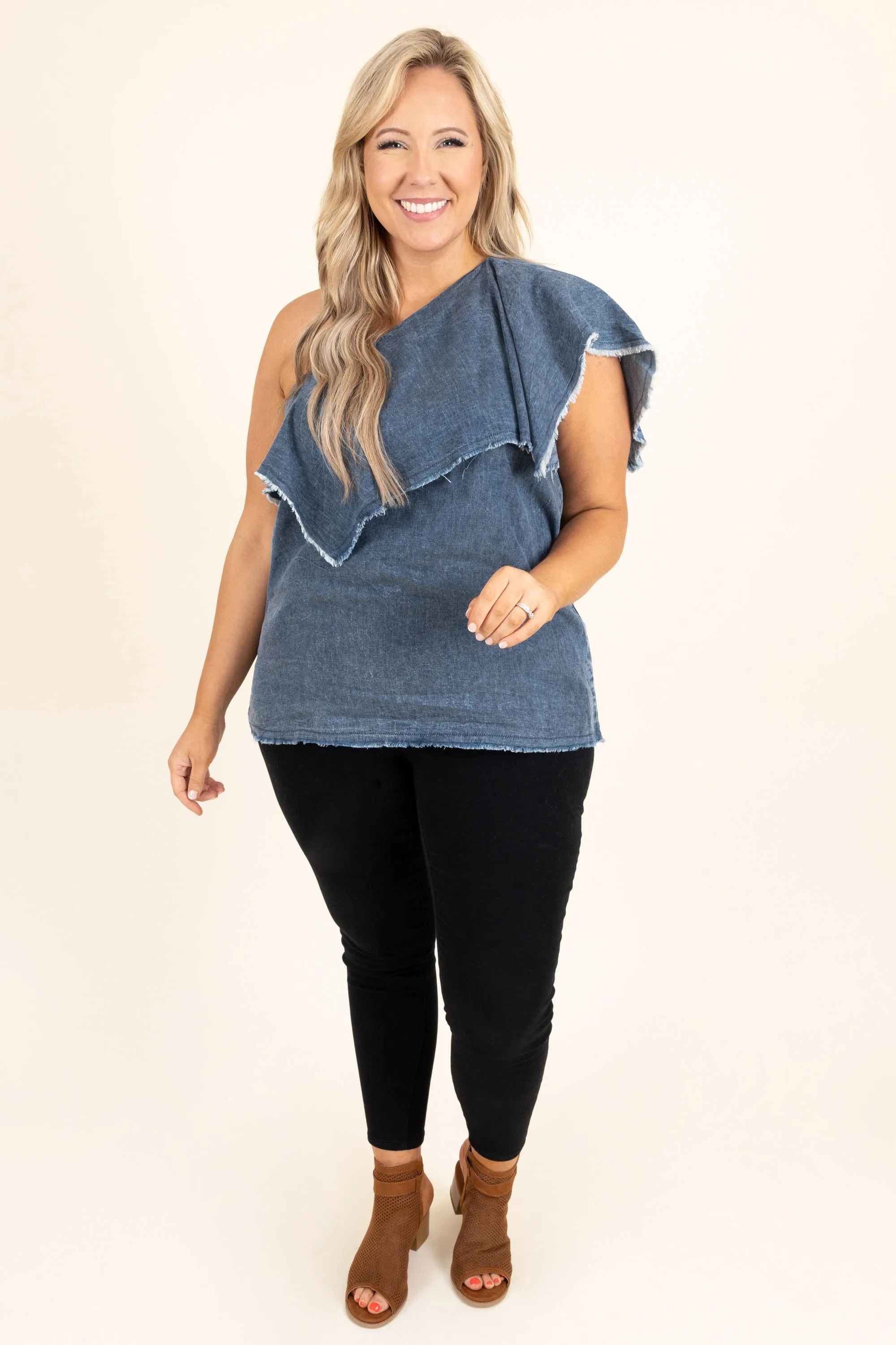 Denim Party Top, Washed Denim