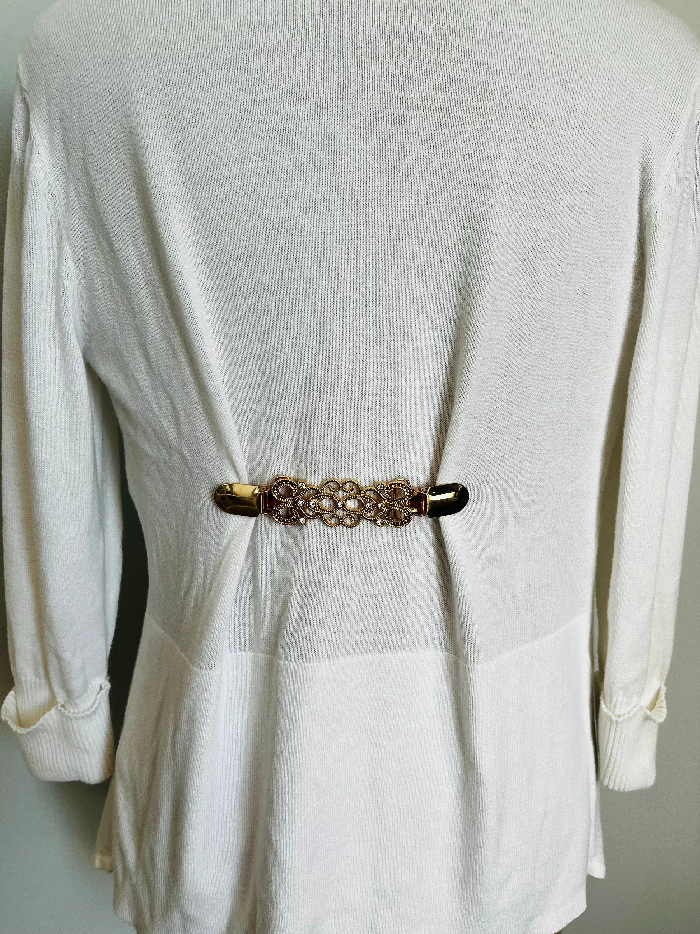 Dress Clips Rhinestone Waist Clip Cardigan Clip Gold Sweater Clip Cinch Clip Waist Clip Jewelry Gift for Mom Gift for Her by Fabulici