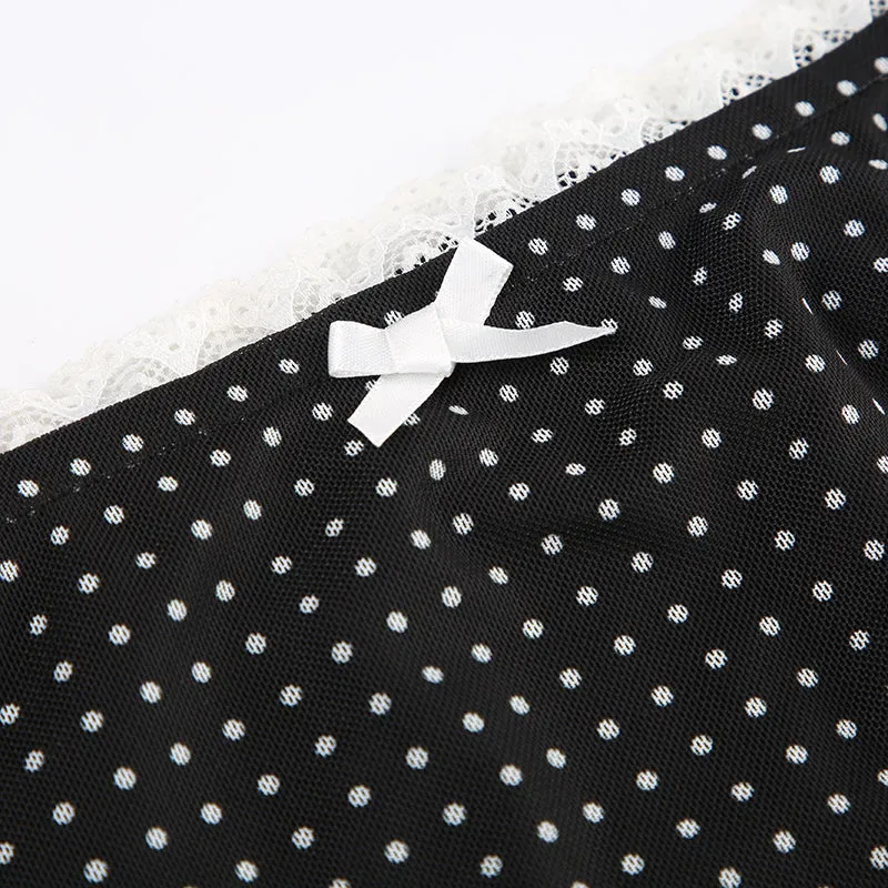 Elara Polka Dot Mesh Maxi Skirt