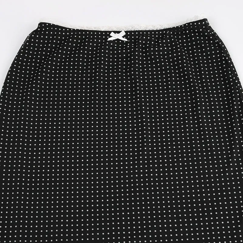 Elara Polka Dot Mesh Maxi Skirt