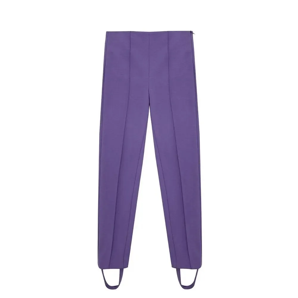 Elegant Purple Viscose Pants