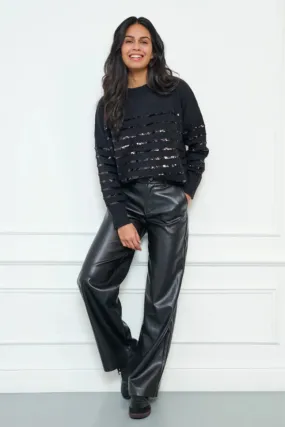 EQ2407707 Striped Sequin Sweater