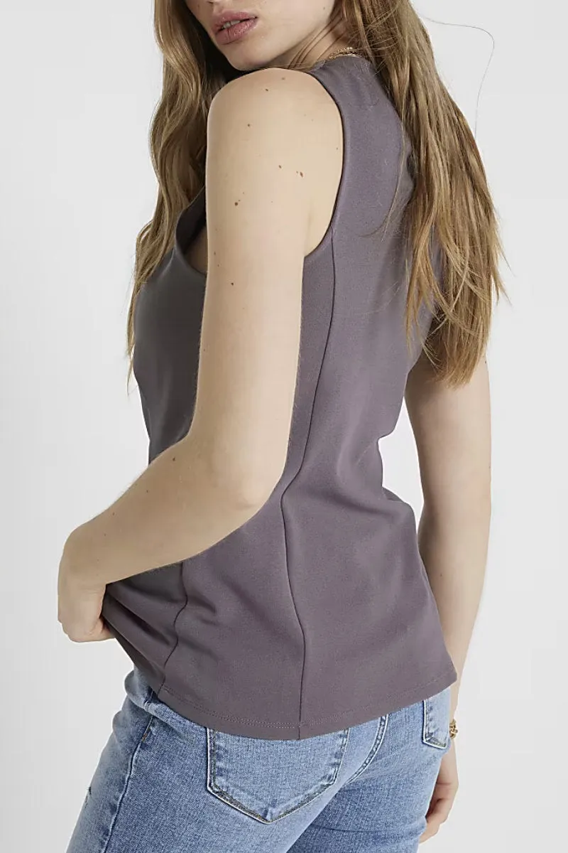 Ex River Island Buttoned Grey Crew Neck Waistcoat