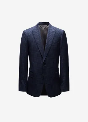 Gingham Suit Jacket Navy