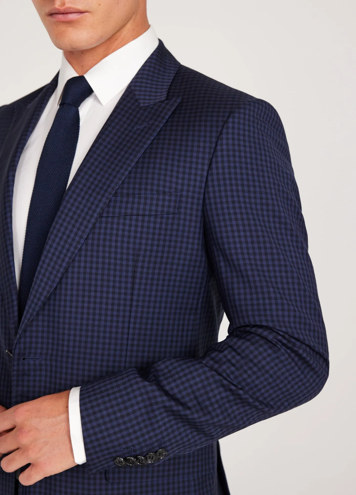 Gingham Suit Jacket Navy
