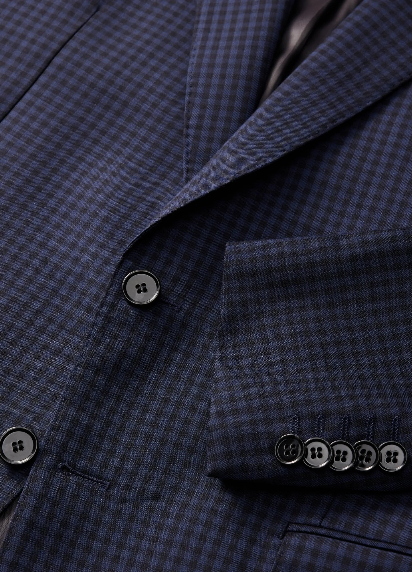 Gingham Suit Jacket Navy