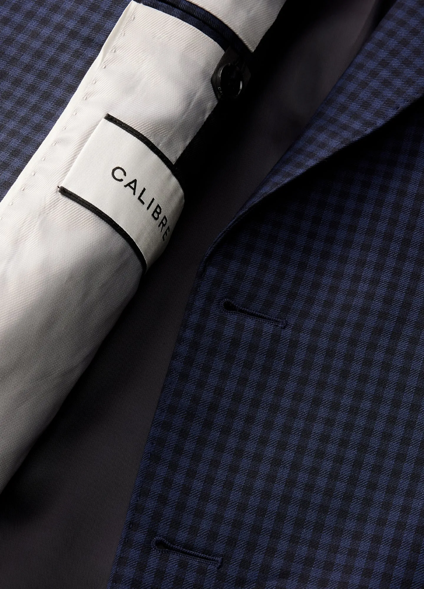 Gingham Suit Jacket Navy