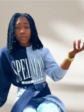 Handmade Lyneezy Spelman 1881 Half and Half Navy Grey Solid Crew Neck Sweatshirt or Long Sleeve T-Shirt