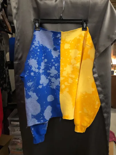 Handmade NCAT NCA&T Half and Half Lace-Up Hand Bleached Crop or Full Length Sweatshirt