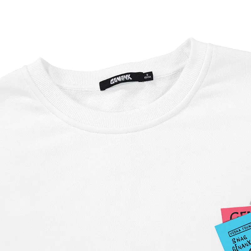 Heart Sticky Notes Funny Print Crew Neck Sweatshirt