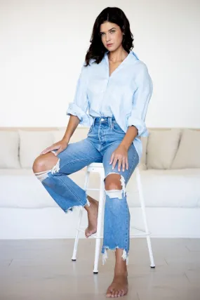 High Rise Vintage stretch distressed Denim
