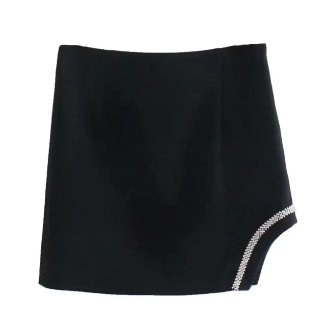 HIGH WAIST ASYMMETRIC MINI SKIRT