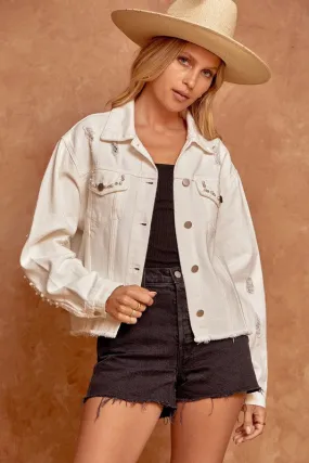 Ivory Pearl Denim Jacket