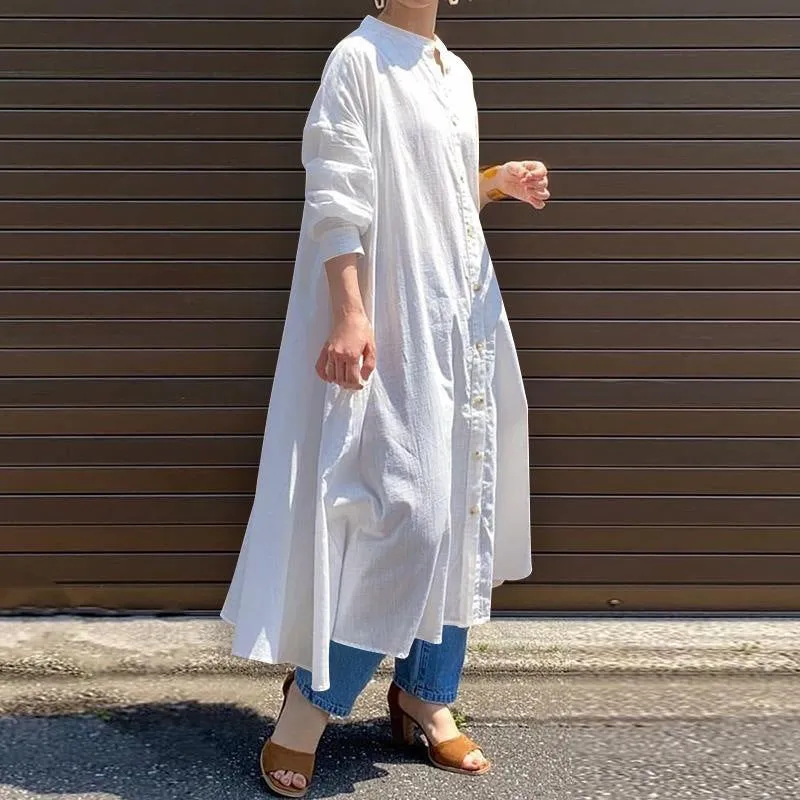 Literary simple shirt dress