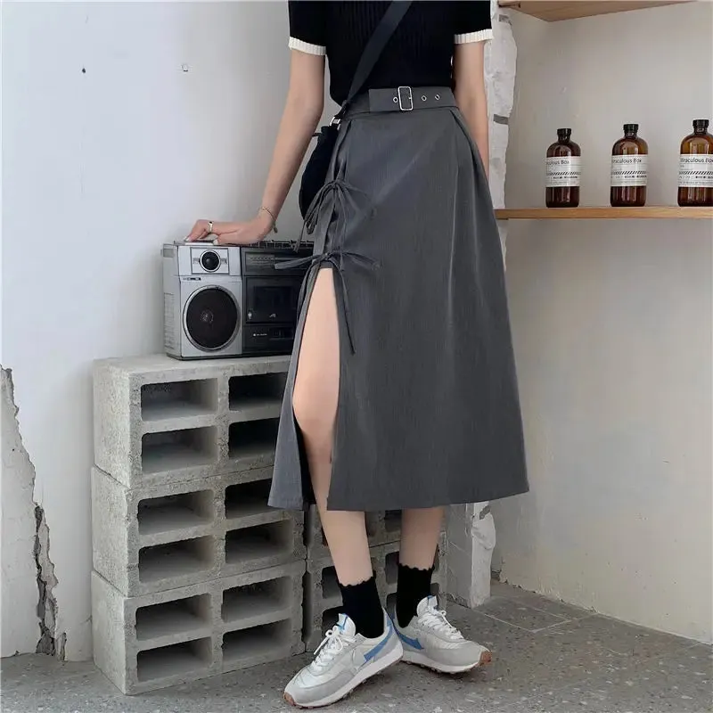 Long Solid Casual Vintage High Waist Skirt