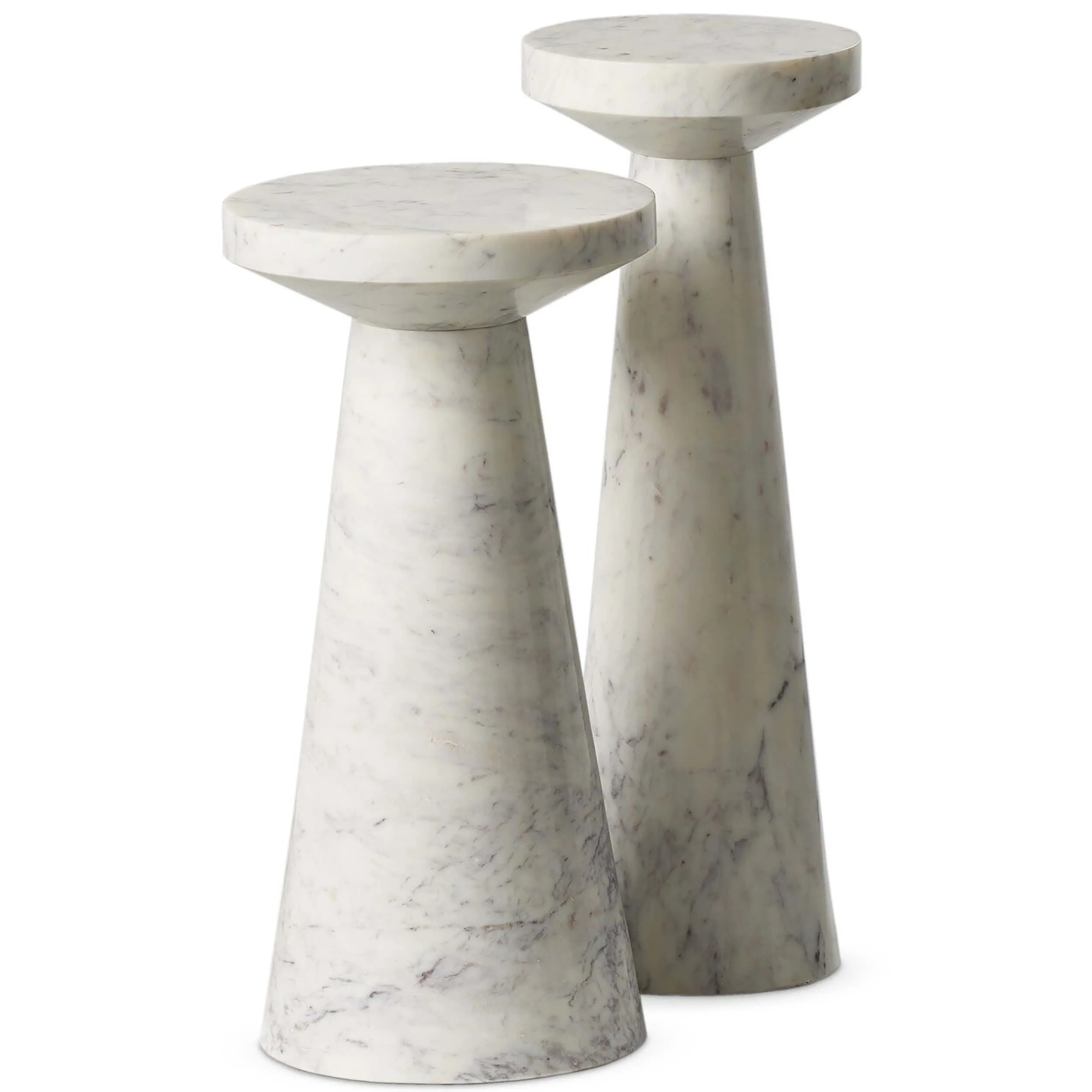 Mabel Nesting End Tables, White Marble