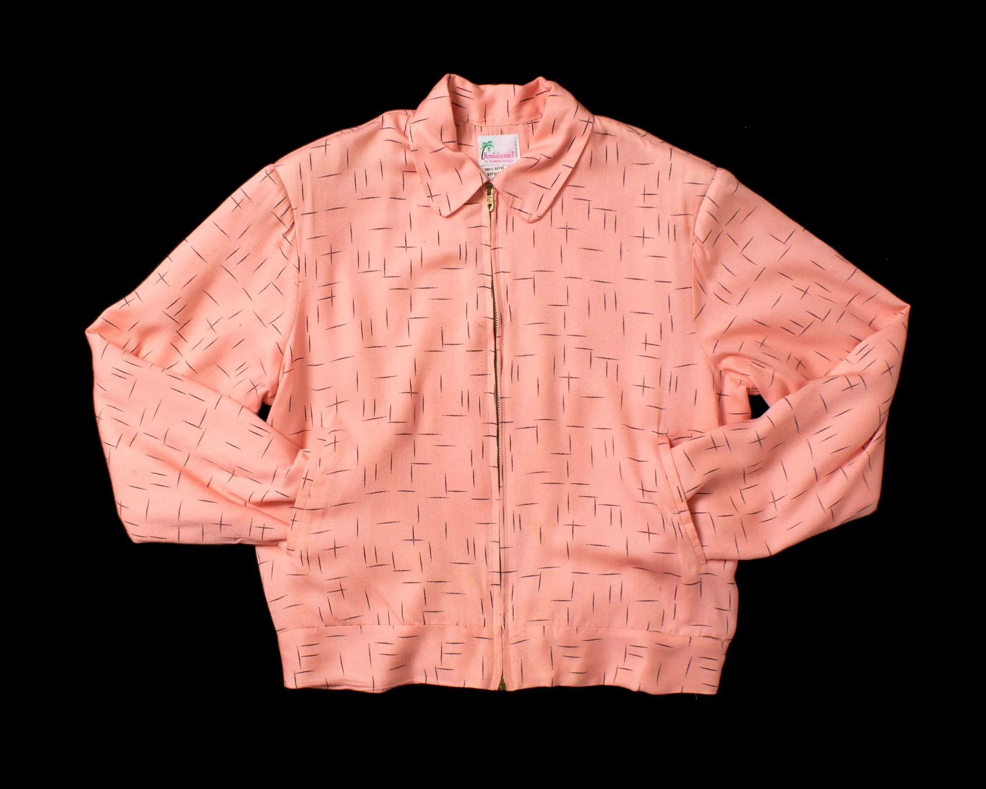 MEN'S 1980s does 1940s Rayon Zip Up Jacket | men's small/medium & women's large/x-large