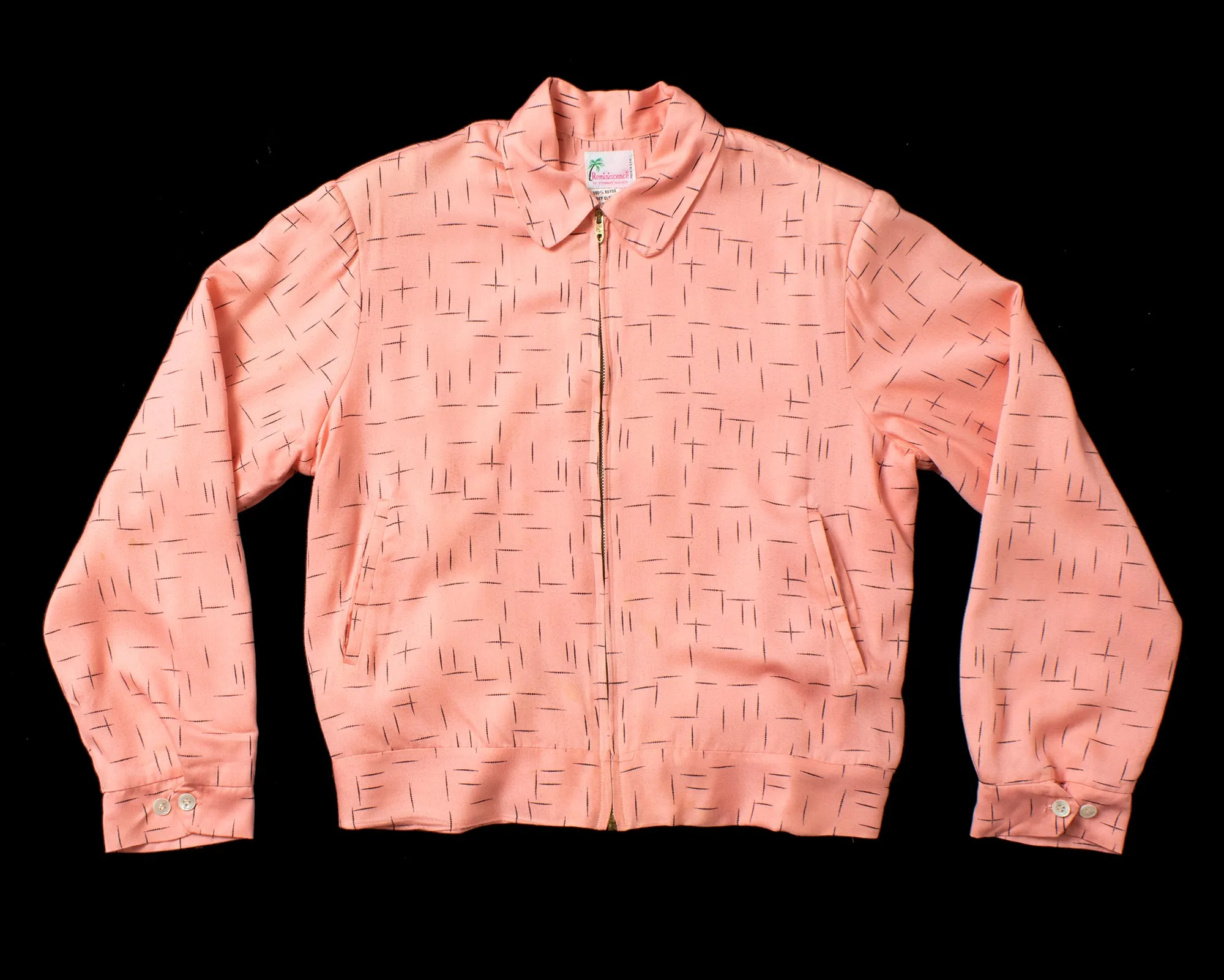 MEN'S 1980s does 1940s Rayon Zip Up Jacket | men's small/medium & women's large/x-large
