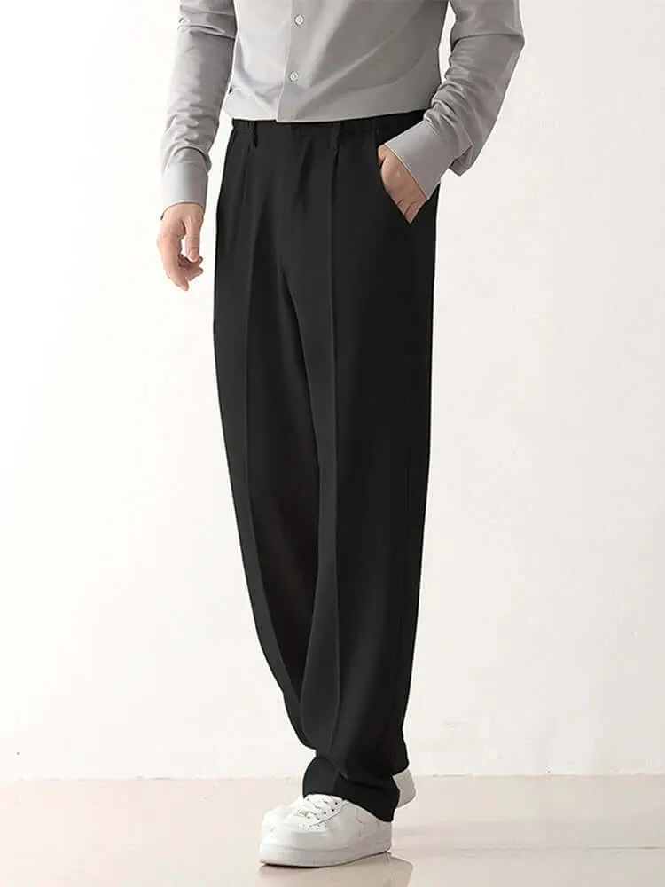 Men's Draped Formal Trousers: Relaxed Fit Tailored Pants