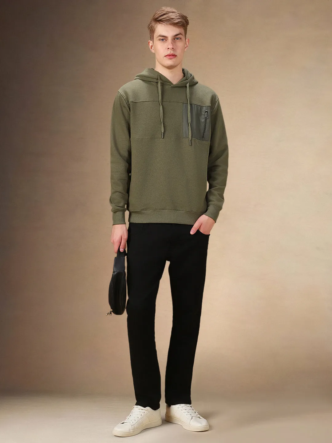 Men's Solid Hooded Full Sleeves Regular Fit Hoodie