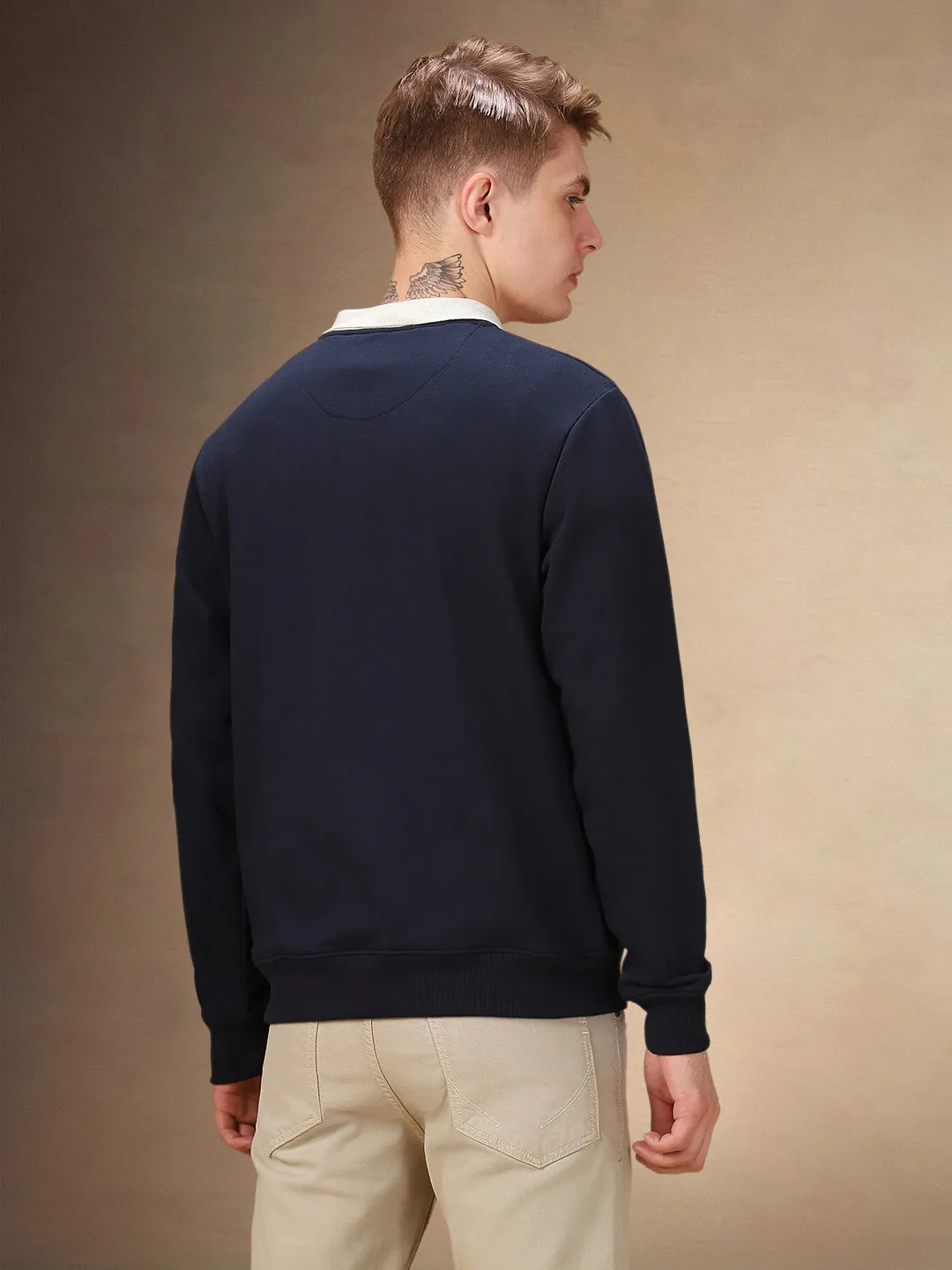 Men's Solid Spread Collar Full Sleeves Regular Fit Sweatshirt